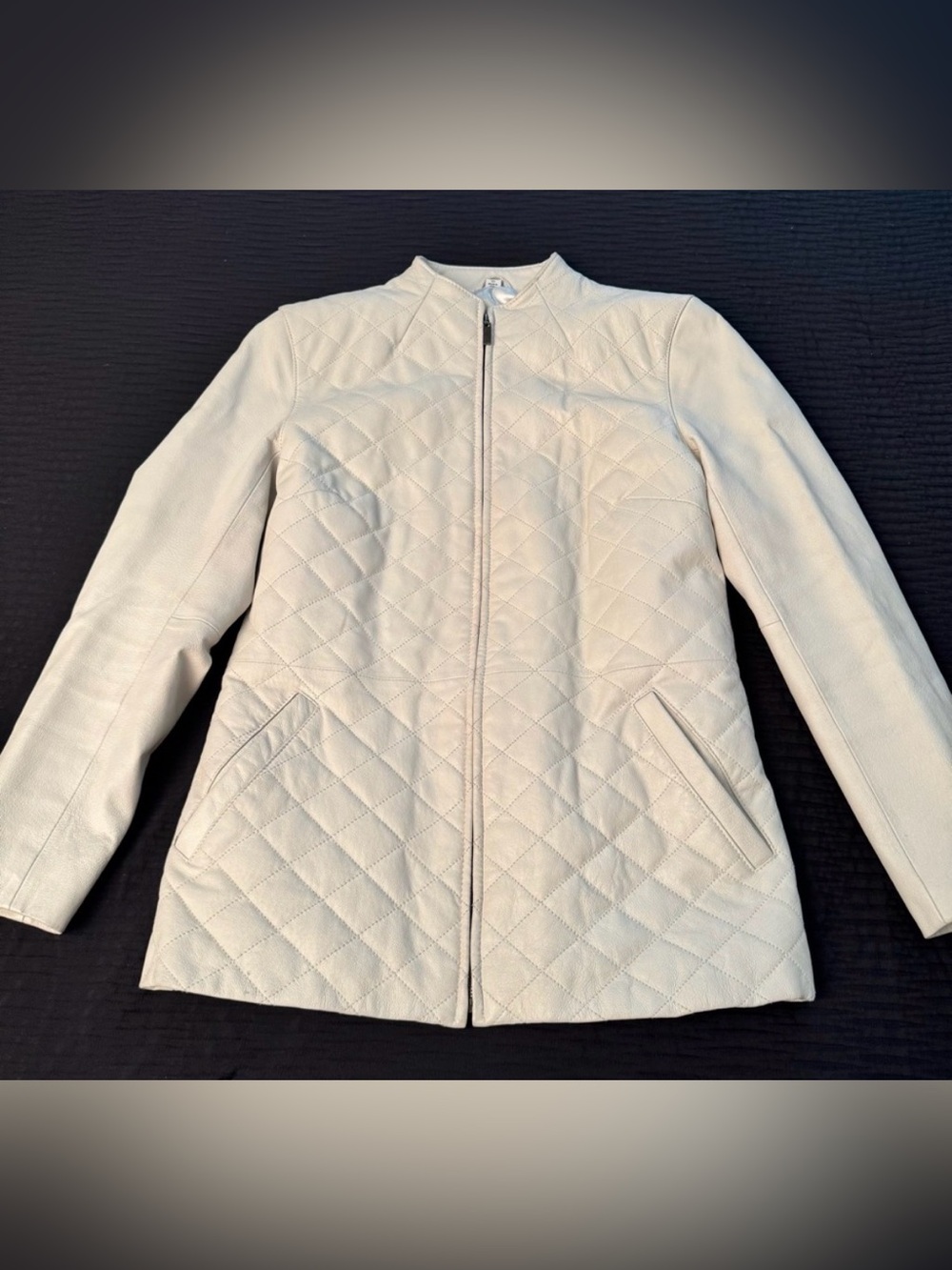 Pamela McCoy Collections Women’s Kimono Leather Jacket Size XS Cream Womens